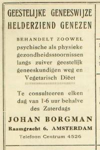 Een advertentie voor Borgmans genezerspraktijk.